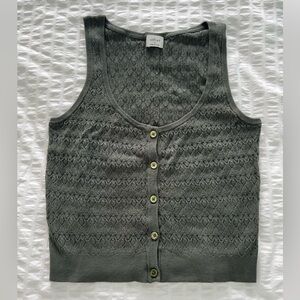 Wilfred Buttoned Knit Sweater Tank in Olive Green